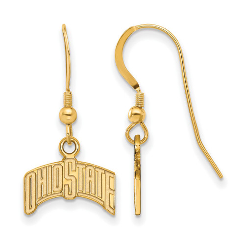 LogoArt Ohio State University French Wire Earrings - Sterling Silver Gold-Tone The Small Dangle Wire, 27 mm