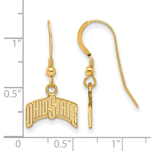 LogoArt Ohio State University French Wire Earrings - Sterling Silver Gold-Tone The Small Dangle Wire, 27 mm - View 2