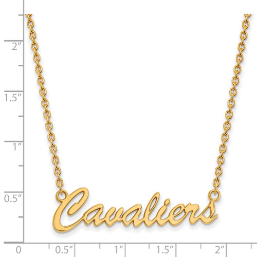 LogoArt University of Virginia Necklace - Sterling Silver Gold-Tone Cavaliers Script Medium Pendant 18 Inch - View 2