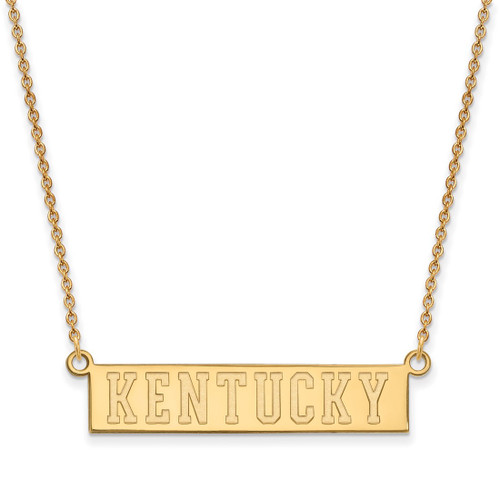 LogoArt University of Kentucky Necklace - Sterling Silver Gold-Tone Small Bar Pendant 18 Inch
