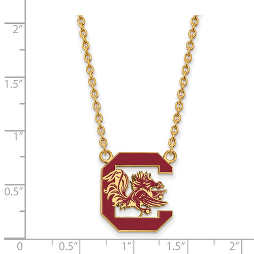 LogoArt University of South Carolina Necklace - Sterling Silver Gold-Tone Large Enameled Pendant 18 Inch - View 2