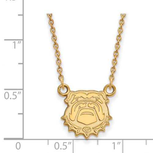 LogoArt University of Georgia Necklace - Sterling Silver Gold-Tone Bulldog Small Pendant 18 Inch, 13 mm Wide - View 2