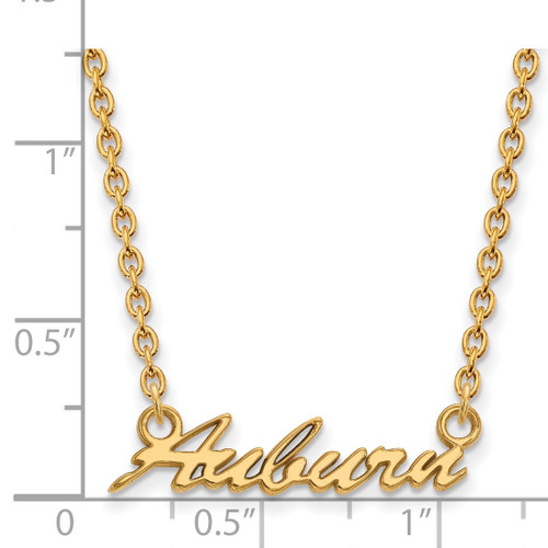 LogoArt Auburn University Necklace - Sterling Silver Gold-Tone Medium Script Pendant 18 Inch - View 2