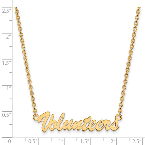 LogoArt University of Tennessee Necklace - Sterling Silver Gold-Tone Volunteers Script Medium Pendant 18 Inch - View 2