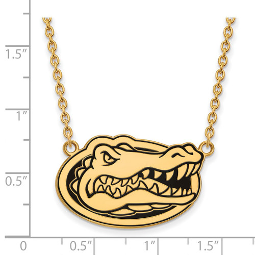 LogoArt University of Florida Necklace - Sterling Silver Gold-Tone Gator Large Enameled Pendant 18 Inch - View 2