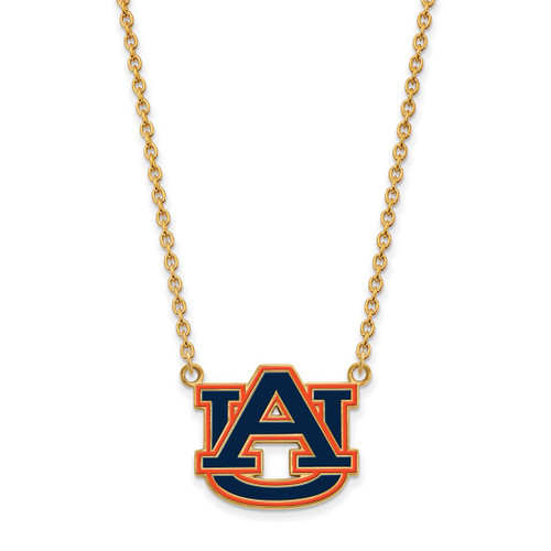 LogoArt Auburn University Necklace - Sterling Silver Gold-Tone Large Enameled Pendant 18 Inch