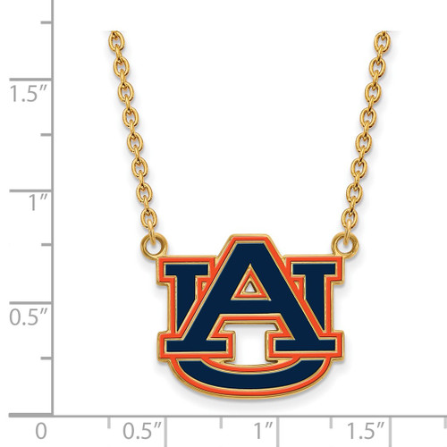 LogoArt Auburn University Necklace - Sterling Silver Gold-Tone Large Enameled Pendant 18 Inch - View 2