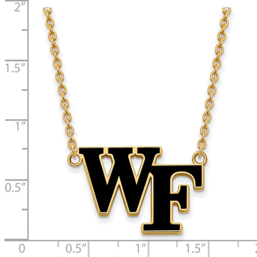 LogoArt Wake Forest University Necklace - Sterling Silver Gold-Tone W-F Large Enameled Pendant 18 Inch - View 2