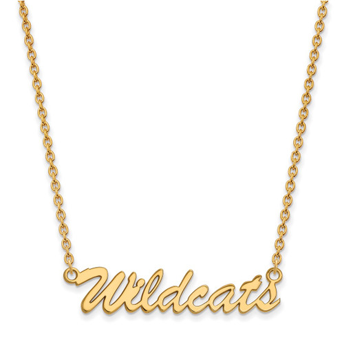 LogoArt University of Kentucky Necklace - Sterling Silver Gold-Tone Wildcats Script Medium Pendant 18 Inch