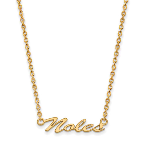 LogoArt Florida State University Necklace - Sterling Silver Gold-Tone Noles Script Medium Pendant 18 Inch