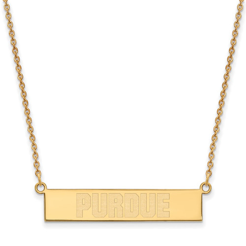 LogoArt Purdue University Necklace - Sterling Silver Gold-Tone Small Bar 18 Inch