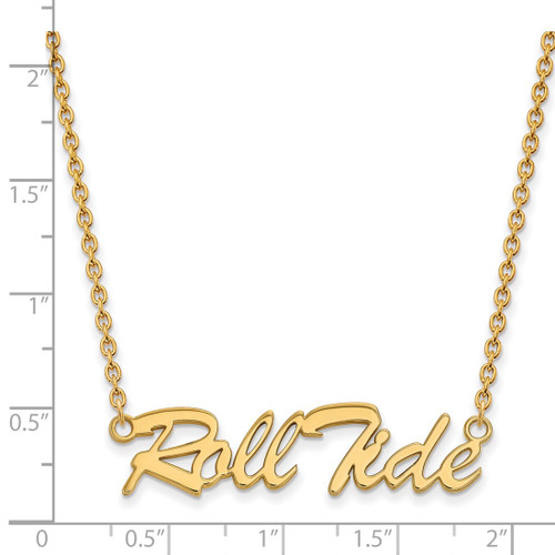 LogoArt University of Alabama Necklace - Sterling Silver Gold-Tone Roll Tide Script Large Pendant 18 Inch - View 2