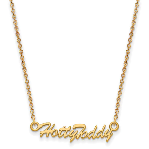 LogoArt University of Mississippi Necklace - Sterling Silver Gold-Tone Hotty Toddy Script 18 Inch Necklaces