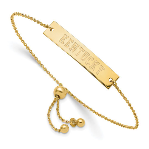 LogoArt University of Kentucky Bracelet - Sterling Silver Gold-Tone Small Bar Adjustable 9 Inch