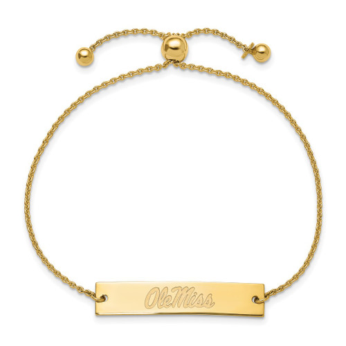 LogoArt University of Mississippi Bracelet - Sterling Silver Gold-Tone Ole Miss Small Bar Adjustable 9 Inch - View 2