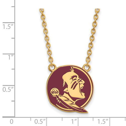 LogoArt Florida State University Necklace - Sterling Silver Gold-Tone Seminole Large Enameled Pendant 18 Inch - View 2