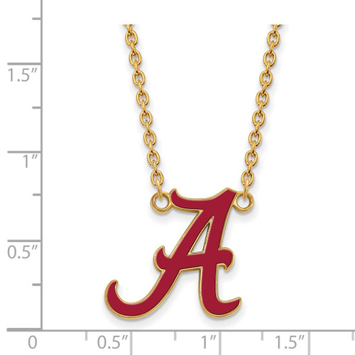 LogoArt University of Alabama Necklace - Sterling Silver Gold-Tone Letter A Large Enameled Pendant 18 Inch - View 2