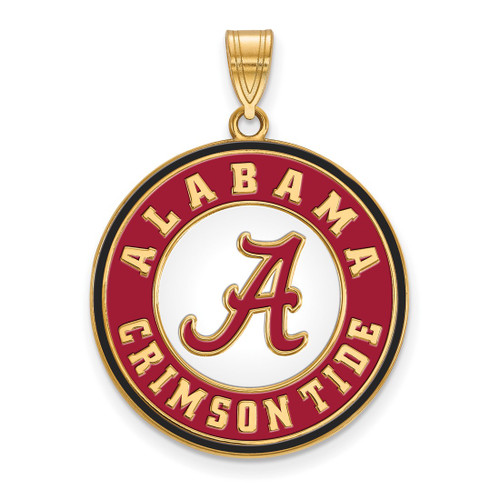 LogoArt University of Alabama Pendant - Sterling Silver Gold-Tone Crimson Tide Extra Large Enameled Disc