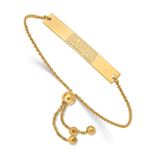 LogoArt University of Alabama Bracelet - Sterling Silver Gold-Tone Small Bar Adjustable 9 Inch