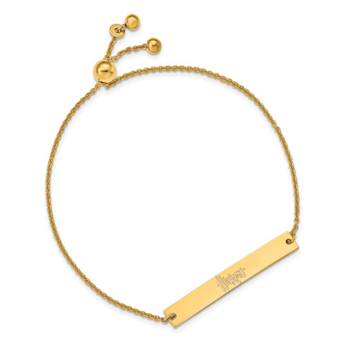 LogoArt University of Nebraska Bracelet - Sterling Silver Gold-Tone Huskers Small Bar Adjustable 9 Inch - View 2