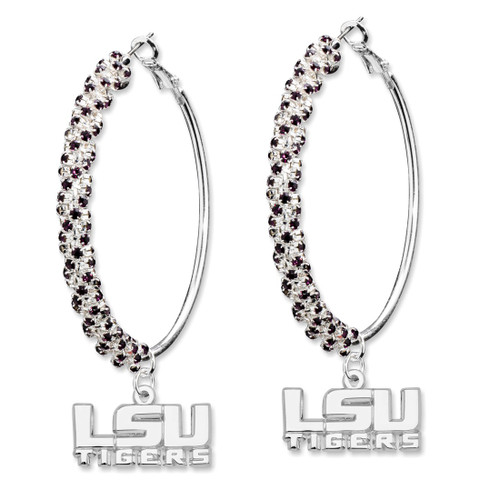 Louisiana State Univ Amped Logo Crystal Earrings