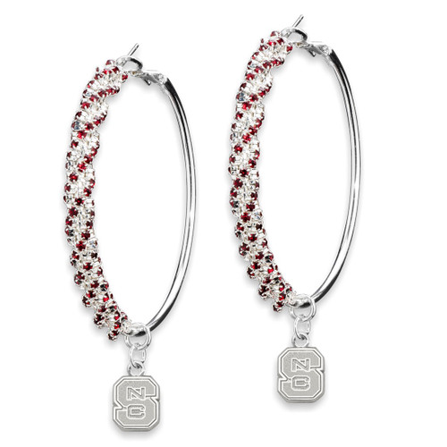 North Carolina State Univ Amped Logo Crystal Earrings