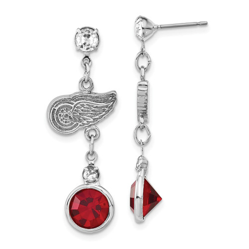 LogoArt Detroit Red Wings Earrings - Crystal Dangle, 37.4 mm