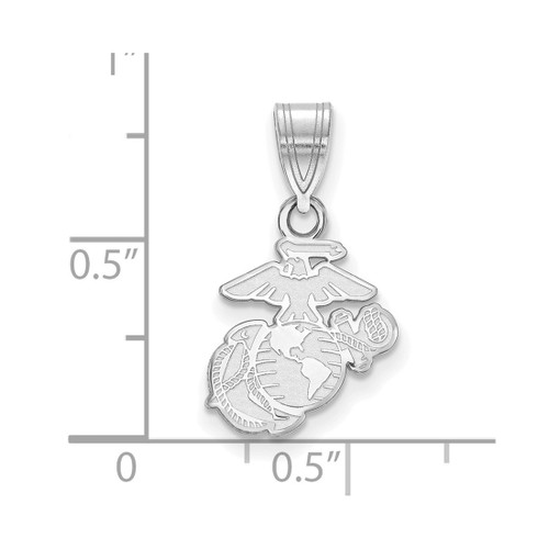 LogoArt U.S. Marine Corps Pendant - Sterling Silver Rhodium-Plated Small - View 2