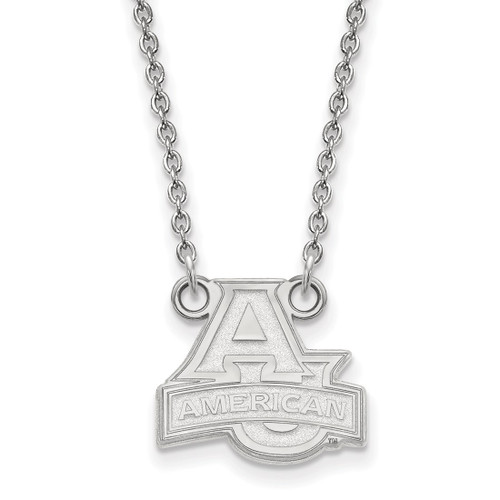 LogoArt American University Necklace - Sterling Silver Rhodium-Plated Small Pendant 18 Inch