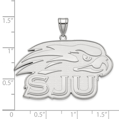 LogoArt St Joseph'S University Pendant - Sterling Silver Rhodium-Plated Hawks Extra Large - View 2