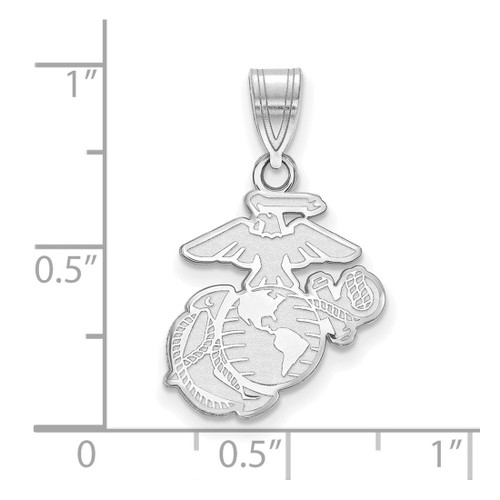 LogoArt U.S. Marine Corps Pendant - Sterling Silver Rhodium-Plated Medium - View 2