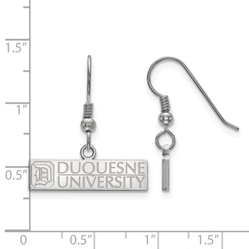 LogoArt Duquesne University French Wire Earrings - Rhodium-Plated Sterling Silver Small Dangle, 31 mm - View 2