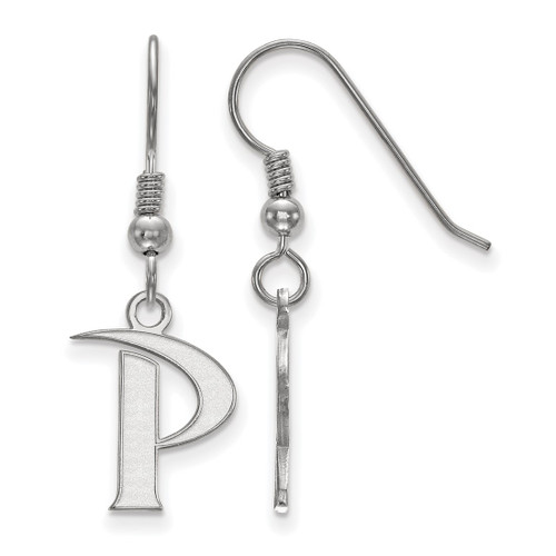 LogoArt Pepperdine University French Wire Earrings - Sterling Silver Rhodium-Plated Letter P Small Dangle Wire, 31 mm