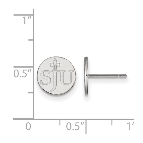 Sterling Silver Rhodium-Plated LogoArt Saint Joseph'S University S-J-U Extra Small Post Earrings - View 2