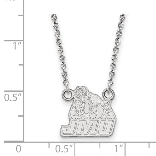 LogoArt James Madison University Necklace - Sterling Silver Rhodium-Plated Small Pendant 18 Inch - View 2