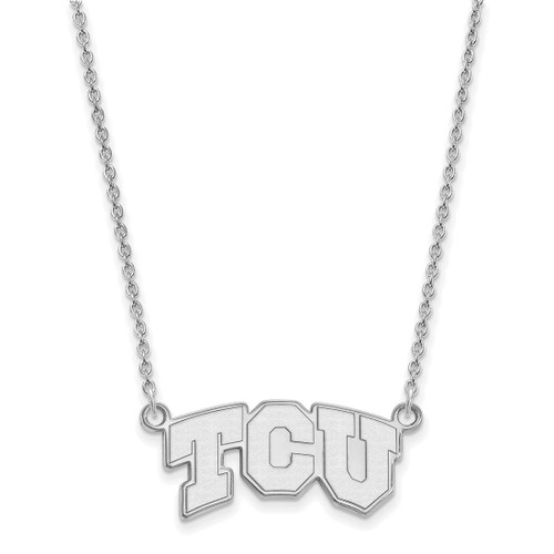LogoArt Texas Christian University Necklace - Sterling Silver Rhodium-Plated T-C-U Small Pendant 18 Inch - View 2