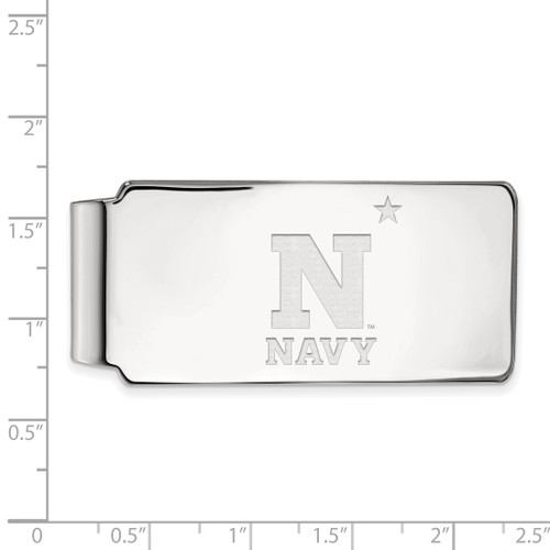 Sterling Silver Rhodium-Plated LogoArt US Naval Academy Money Clip - View 2
