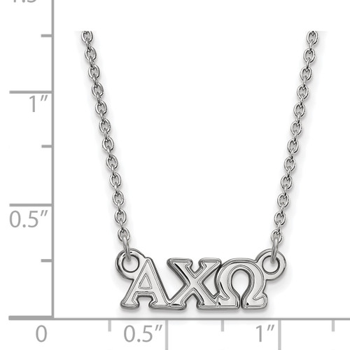 LogoArt Alpha Chi Omega Necklace - Sterling Silver Rhodium-Plated Sorority Greek Letters Extra Small Pendant 18 Inch - View 2