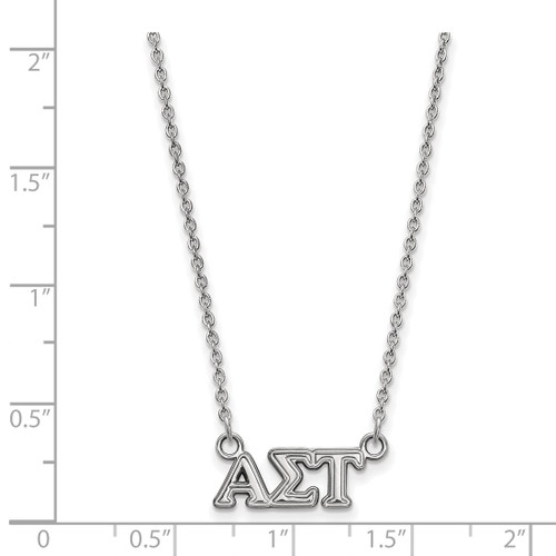 LogoArt Alpha Sigma Tau Necklace - Sterling Silver Rhodium-Plated Sorority Greek Letters Extra Small Pendant 18 Inch - View 2