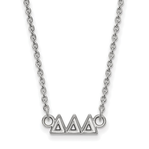 LogoArt Delta Delta Delta Necklace - Sterling Silver Rhodium-Plated Sorority Greek Letters Extra Small Pendant 18 Inch