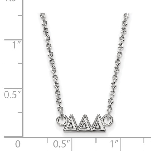 LogoArt Delta Delta Delta Necklace - Sterling Silver Rhodium-Plated Sorority Greek Letters Extra Small Pendant 18 Inch - View 2