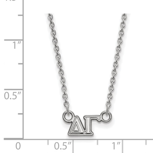 LogoArt Delta Gamma Necklace - Sterling Silver Rhodium-Plated Sorority Greek Letters Extra Small Pendant 18 Inch - View 2