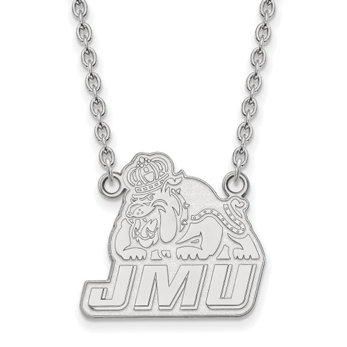 LogoArt James Madison University Necklace - Sterling Silver Rhodium-Plated Large Pendant 18 Inch
