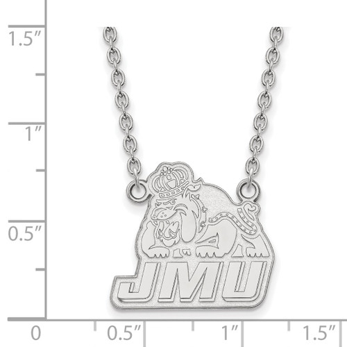 LogoArt James Madison University Necklace - Sterling Silver Rhodium-Plated Large Pendant 18 Inch - View 2