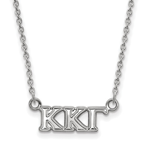 LogoArt Kappa Kappa Gamma Necklace - Sterling Silver Rhodium-Plated Sorority Greek Letters Extra Small Pendant 18 Inch