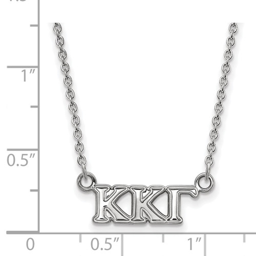 LogoArt Kappa Kappa Gamma Necklace - Sterling Silver Rhodium-Plated Sorority Greek Letters Extra Small Pendant 18 Inch - View 2