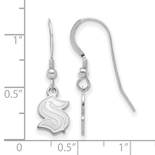 Sterling Silver Rhod-Pltd NHL LogoArt Seattle Kraken XS Dangle Earrings - View 2