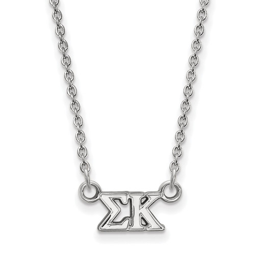 LogoArt Sigma Kappa Necklace - Sterling Silver Rhodium-Plated Sorority Greek Letters Extra Small Pendant 18 Inch