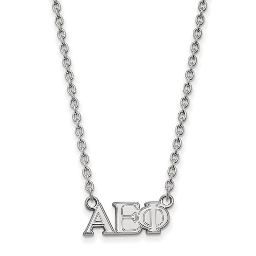 LogoArt Alpha Epsilon Phi Necklace - Sterling Silver Rhodium-Plated Sorority Greek Letters Medium Pendant 18 Inch
