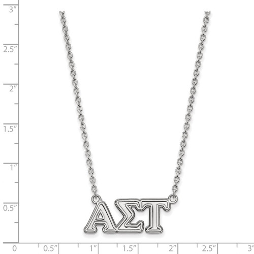 LogoArt Alpha Sigma Tau Necklace - Sterling Silver Rhodium-Plated Sorority Greek Letters Medium Pendant 18 Inch - View 2
